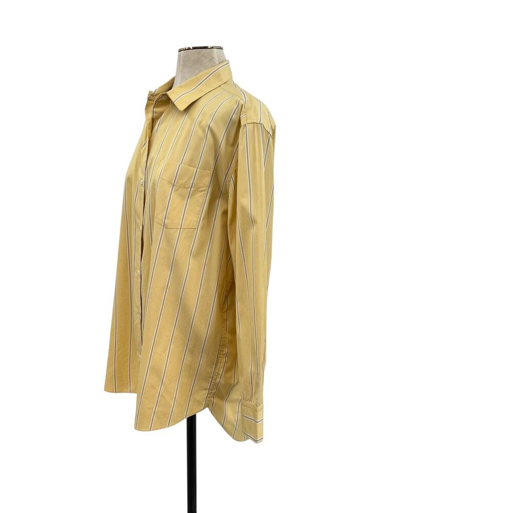 Nili Lotan Kristen Striped‎ Cotton Poplin Shirt Button Down Yellow Size Large - Picture 6 of 12